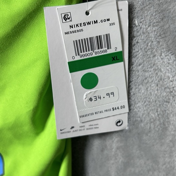 Nike Swim Shorts Youth XL Neon Green Blue Logo Mesh Lined Trunks NWT - Picture 3 of 10